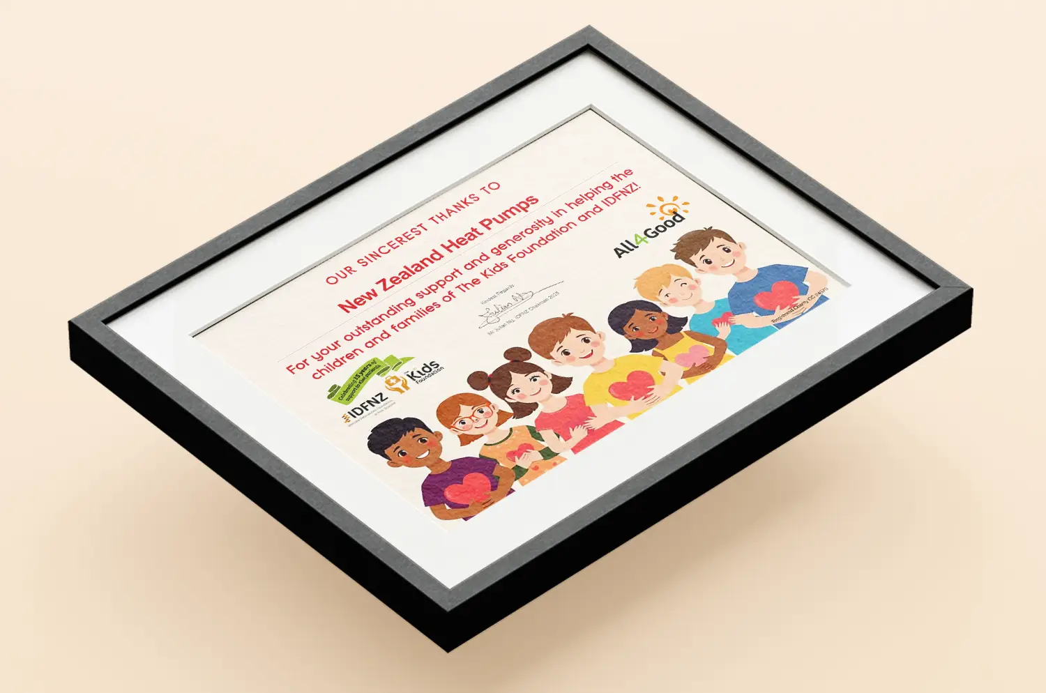 IDFNZ Donation Certificate 2025